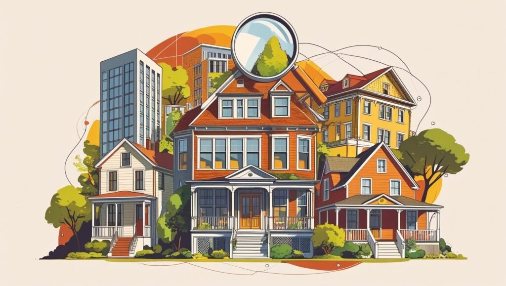 create an illustration that depicts property sourcing